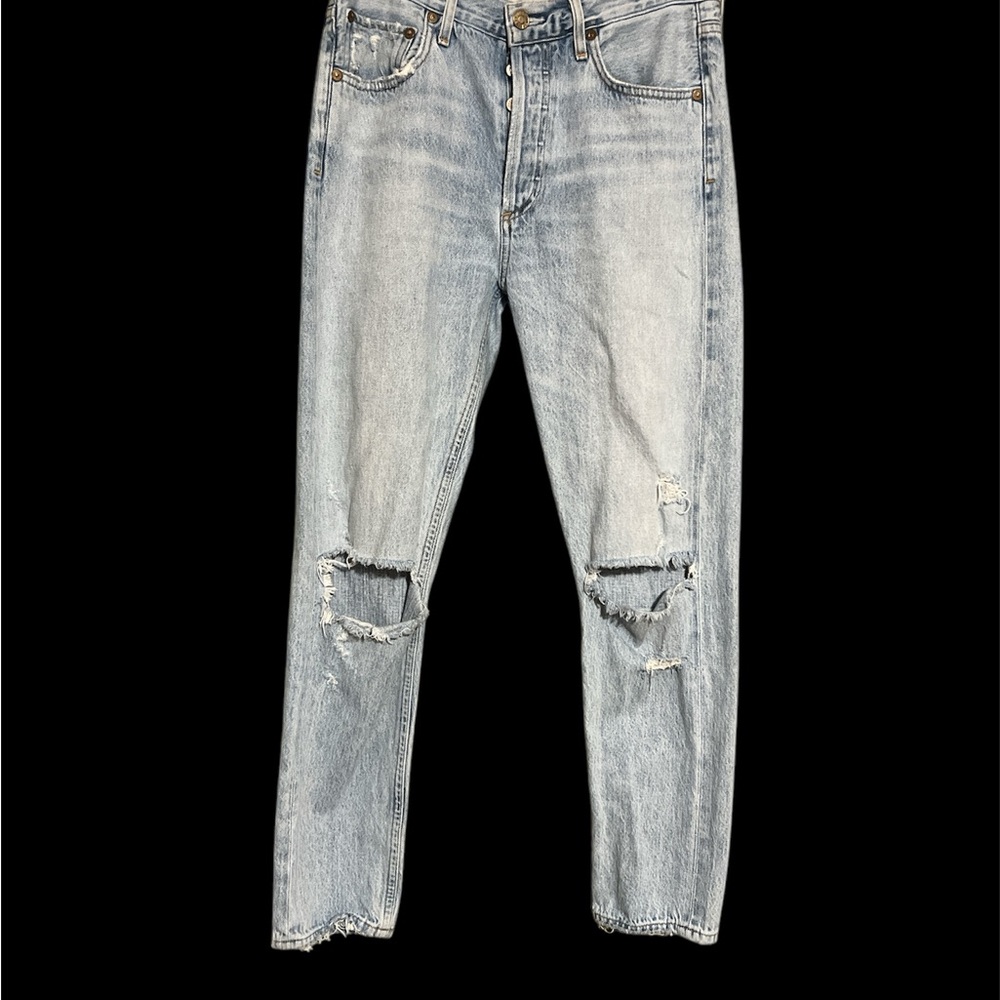 Agolde Blue Cropped Distressed Jeans
